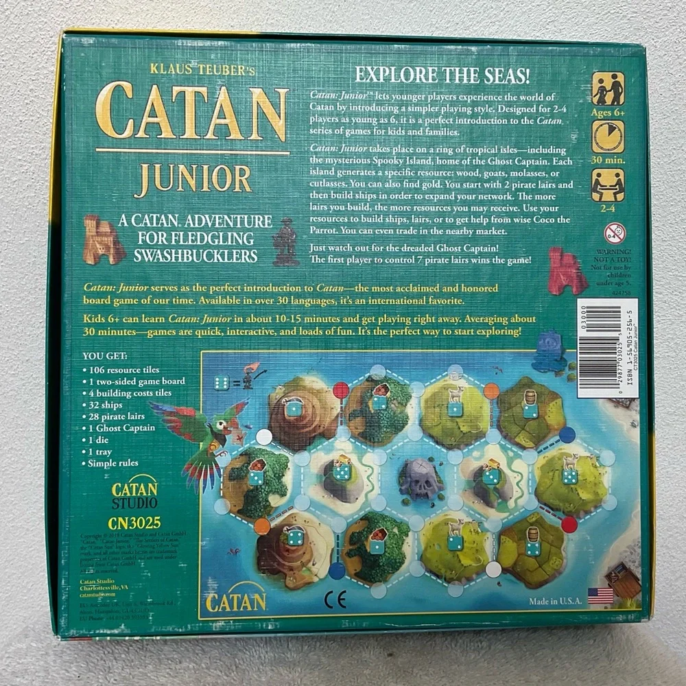 Catan Junior Klaus Teuber Complete Board Game 2018 Fledging Swashbucklers 6+
